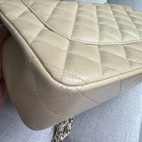 Chanel Large Classic Flap Beige Caviar Silver Hardware - Picture 10 of 15